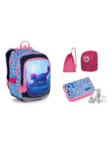 TOPGAL - školské tašky, batohy a sety TOPGAL - LargeSet-ENDY20043 - pôvabná náuka s modrým šarmom - štýlový set pre dievčatká s mačičkovým dotykom