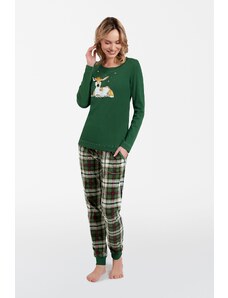 Italian Fashion Zonda women's pajamas - long sleeves, long legs - green/print