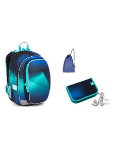 TOPGAL - školské tašky, batohy a sety TOPGAL - MediumSet-MIRA23019 - modrý svetelný tanec - školský set pre chlapcov s magickým lomom farieb