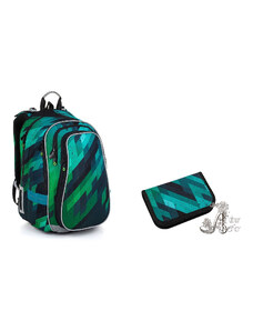 TOPGAL - školské tašky, batohy a sety TOPGAL - SmallSet-LYNN23018 - zelené kocky múdrosti - školský set pre chlapcov s modelom LYNN