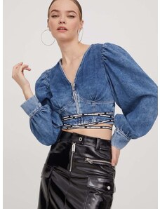 Riflová blúzka Karl Lagerfeld Jeans dámska, jednofarebná