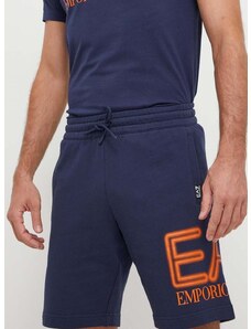 Bavlnené šortky EA7 Emporio Armani tmavomodrá farba