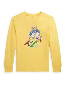 Detská bavlnená košeľa s dlhým rukávom Polo Ralph Lauren žltá farba, s potlačou
