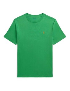 Detské bavlnené tričko Polo Ralph Lauren zelená farba, jednofarebný