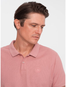 Ombre Clothing Pánska pletená polokošeľa - ružová V7 S1374