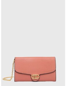 Kožená listová kabelka Lauren Ralph Lauren ružová farba,431902100