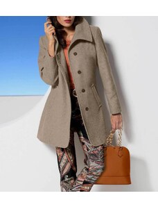 Ashley Brooke Vlnený kabát v melanžovom vzhľade, sivobéžový