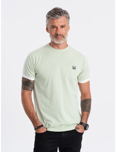 Ombre Clothing Pánske bavlnené tričko s kontrastnými vsadkami - svetlo mätová V9 S1632