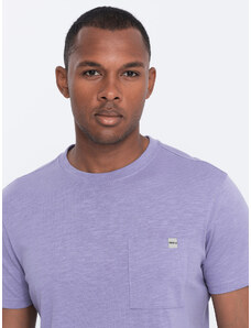 Ombre Clothing Pánske pletené tričko s vreckom - fialové V1 S1621