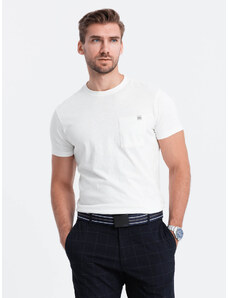 Ombre Clothing Pánske pletené tričko s vreckom - ecru V7 S1621