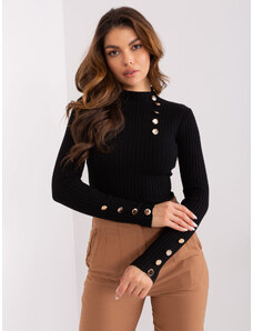 Fashionhunters Classic black sweater with a wide stripe