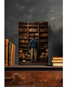 MODOVO Obraz na stenu - Chlapec pred knižnicou