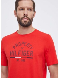 Tričko Tommy Hilfiger pánsky, oranžová farba, s potlačou