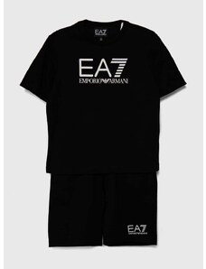 Detská bavlnená súprava EA7 Emporio Armani čierna farba