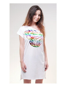 Vienetta Dámska nočná košeľa na ramienka Veľký motýľ, farba bílá, 100% bavlna