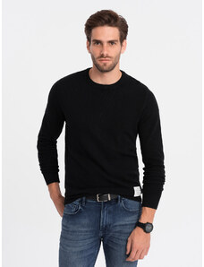 Ombre Clothing Pánsky textúrovaný sveter s polkruhovým výstrihom - čierny V4 OM-SWSW-0104