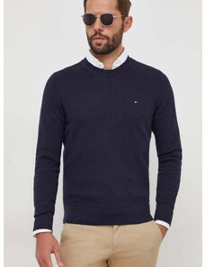 Bavlnený sveter Tommy Hilfiger tmavomodrá farba,tenký,MW0MW33511