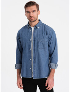 Ombre Clothing Klasická pánska džínsová košeľa SLIM - modrá OM-SHDS-0116