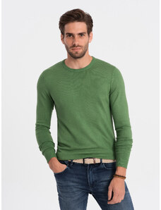 Ombre Clothing Klasický pánsky sveter s okrúhlym výstrihom - zelený V13 OM-SWBS-0106