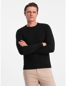 Ombre Clothing Pánsky klasický sveter s okrúhlym výstrihom - čierny V2 OM-SWBS-0106