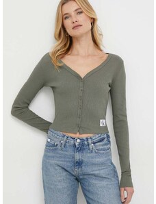 Tričko s dlhým rukávom Calvin Klein Jeans dámsky,zelená farba,J20J222570