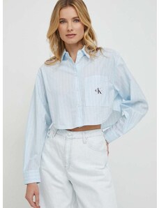 Bavlnená košeľa Calvin Klein Jeans dámska,voľný strih,s klasickým golierom,J20J222614