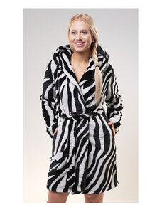 Vienetta Dámsky župan krátky s kapucňou Zebra, farba černá, 100% polyester