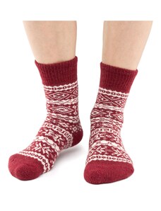 Vlnka Ovčie ponožky Merino s nórskym vzorom červená