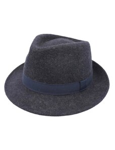 Fiebig - Headwear since 1903 Klasický trilby zimný klobúk vlnený Fiebig - modrý s modrou stuhou