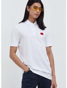 Bavlnené polo tričko HUGO biela farba,s nášivkou,50490770
