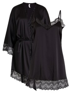 bonprix Kimono a negližé (2-dielna sada), farba čierna