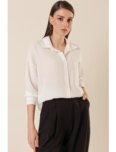By Saygı One Pocket, Oversized See-through Linen Shirt