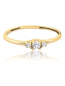 MINET Zlatý zásnubný prsteň s bielymi zirkónmi Au 585/1000 veľkosť 53 - 0,75g
