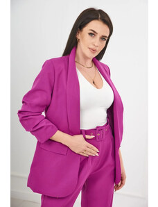 K-Fashion Elegantný set saka a nohavíc tmavo fialovej farby