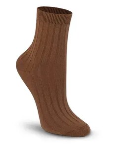 Tatrasvit LAJLA detské bavlnené ponožky s rebrovaným úpletom hnedé