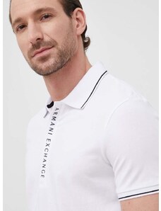Polo tričko Armani Exchange pánske, biela farba, s potlačou, 8NZF71 ZJH2Z