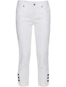 bonprix Strečové džínsy na gombičky, Slim Fit, farba biela