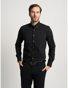 Willsoor Klasická pánska košeľa čiernej farby s kontrastnými prvkami 14807