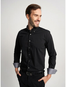 Willsoor Pánska slim fit košeľa čiernej farby s kontrastnými prvkami 14806