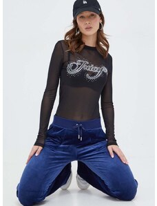 Tričko s dlhým rukávom Juicy Couture dámsky, čierna farba
