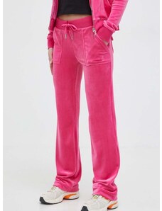 Velúrové tepláky Juicy Couture ružová farba, jednofarebné