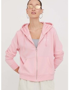 Mikina Tommy Jeans dámska, ružová farba, s kapucňou, jednofarebná, DW0DW17338