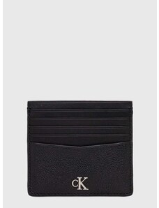 Kožené puzdro na karty Calvin Klein Jeans čierna farba,K50K511446