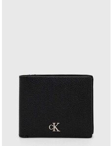 Kožená peňaženka Calvin Klein Jeans pánsky,čierna farba,K50K511444