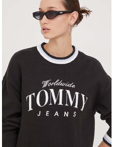 Bavlnený sveter Tommy Jeans čierna farba,tenký,DW0DW17499