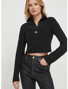 Bavlnený sveter Calvin Klein Jeans čierna farba, J20J222628
