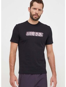 Bavlnené tričko Guess NIKOLAS pánsky, čierna farba, s potlačou, Z4RI10 I3Z14