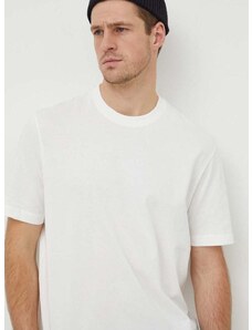 Bavlnené tričko Armani Exchange pánske, béžová farba, s nášivkou, 3DZTLF ZJ9JZ