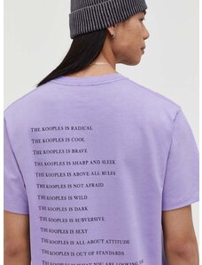 Bavlnené tričko The Kooples pánsky, fialová farba, s potlačou, HTSC28015K