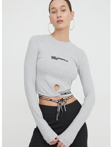Tričko s dlhým rukávom Karl Lagerfeld Jeans dámsky, šedá farba